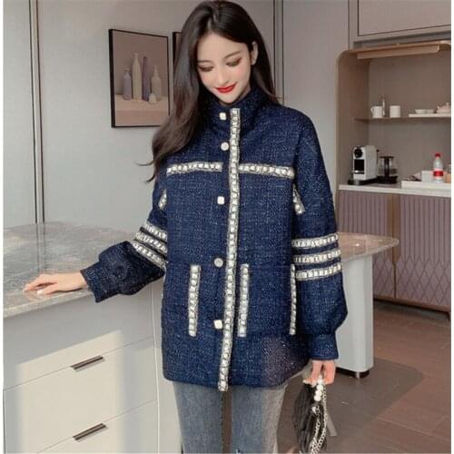 Large Size Ladies Thick Woolen Coat Female 2019 Autumn Winter New Small Fragrance Loose Foreign Style Fashion Woolen Coat