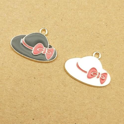 10pcs 16x21mm women hat enamel charm for jewelry making cute earring pendant bracelet necklace charms diy design charms