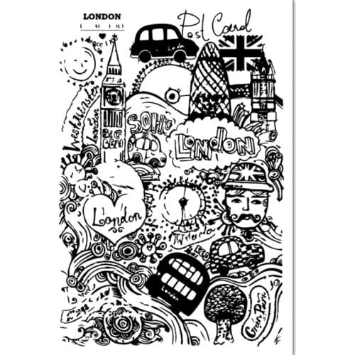 20Pcs11*16CM London Postcard Transparent Clear Stamp Silicone Stamp/Seal DIY Scrapbooking/Photo Album Stamp Sheets Bulk Deals