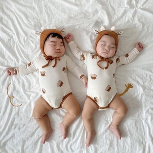 MILANCEL 2021 Autumn Baby Clothing Toddler Girls Bodysuits Infant Boy One Piece Baby Clothes And Hat