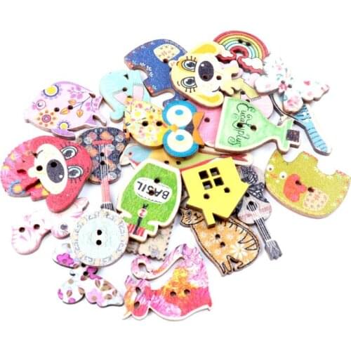 Painted animal buttons Cat and dog Scrapbooking Button Handmade Accessory Home Decoration Craft DIY Botones 30pcs