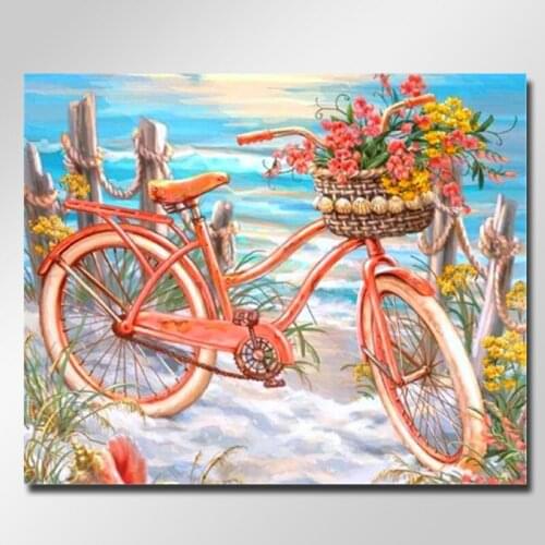 5D diamond embroidery Bike on the Beach rhinestones icons diamond mosaic sale Cross stitch Home decoration Not folding canvas