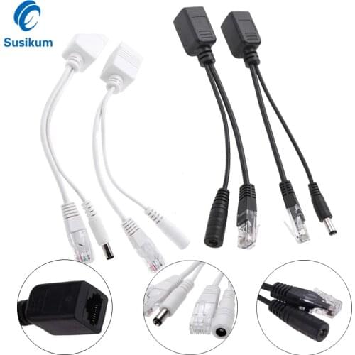 POE Adapter Cable RJ45 Injector Splitter Kit Tape Screened Passive Power Over Ethernet 12-48v Synthesizer Separator Combiner