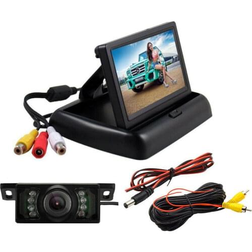 Car 4.3" License Plate Reversing Camera Folding LCD Monitor Car Rear View Monitor Camera Kit Auto Camper Caravan Accessories