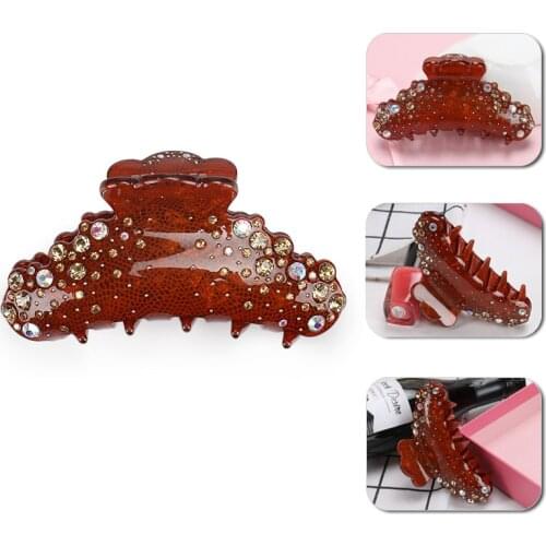 Buena Top Quality New Fashion Rhinestone Crystal Hair Clip Acrylic Hair Claws Luxurious Summer Jewelry