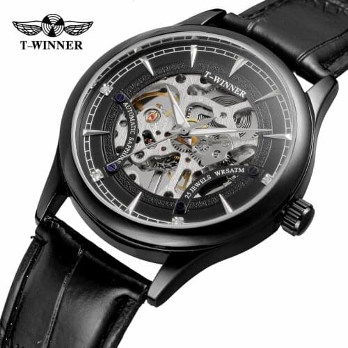 2018 Winner Men Mechanical Watch black Hands Skeleton Full Golden Design Wristwatch Top Brand Luxury Clock Christmas Gift