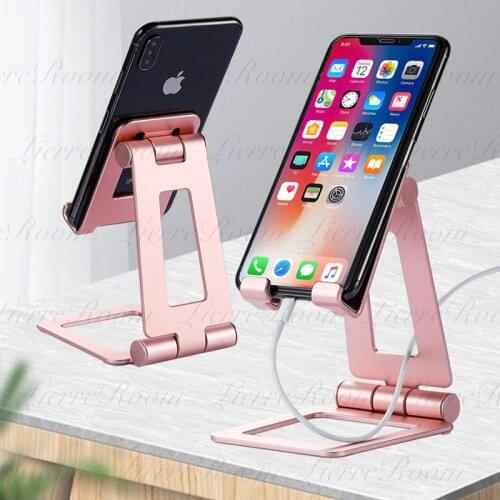 LierreRoom Mobile Phone Holder For Iphone 12 11 Pro Max Tablet Stand Ipad Pro 13 Ipad Air Aluminum Alloy Folding Lazy Live Frame