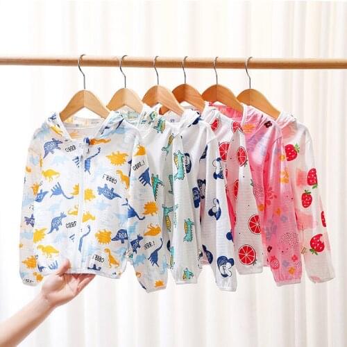 Baby Sunscreen Clothing Boys Summer Thin Breathable Pure Cotton Coat Girls Sun Protection Shirt Children Square Skin Jacket