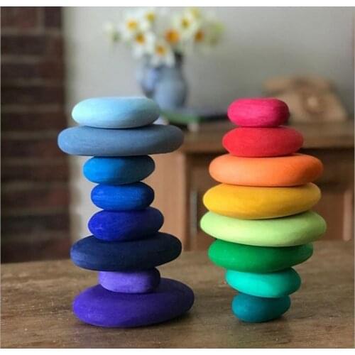 Kids Montessori Toys Wooden Blocks Stacking Tower Rainbow Jenga Wooden Blocks Early Learning Educational Toy Gifts
