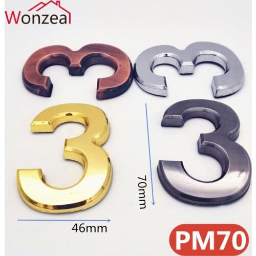 70mm Modern Door Number Plaque Door Plate House Hotel Door Address Digits Sticker Plate Sign ABS plastic 0123456789