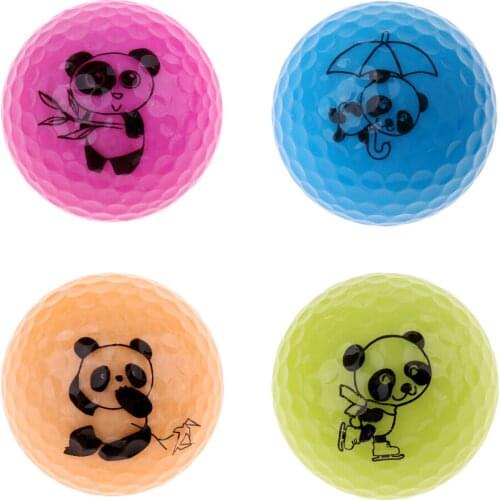 Golf Driving Ball Double Layer Golf Ball Cute Panda Golf Range Practice Ball Flexible Elastic Training Golf Ball