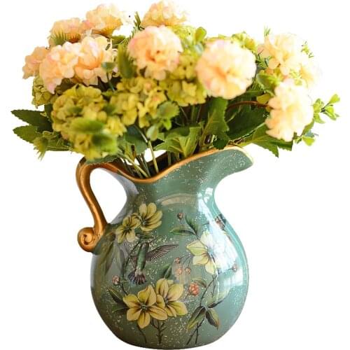 European Pastoral Retro Painted Ceramic Vase Milk Jug Vase American Country Living Room Decoration Flower Arrangement