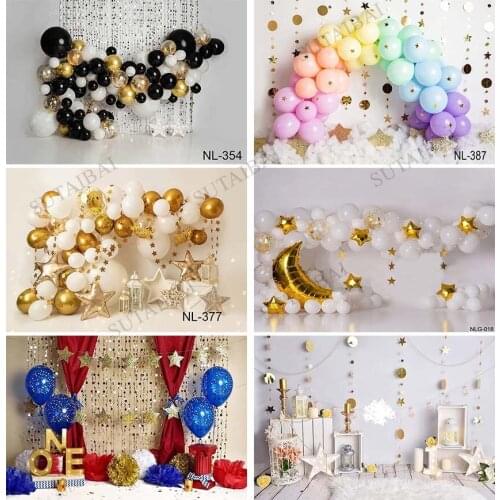 Birthday Cake Smash Photography Backdrop Photo Studio Balloons Golden Twinkle Star Baby Portrait Background Cloud Moon Photocall