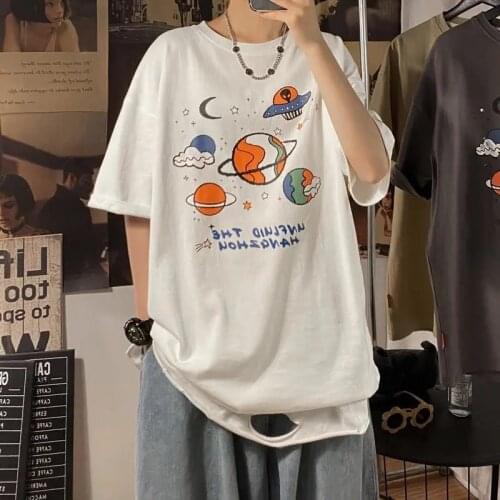 Cotton summer tide t-shirt male loose wild casual mens short-sleeved ins shirt male Hong Kong style half-sleeved t-shirt