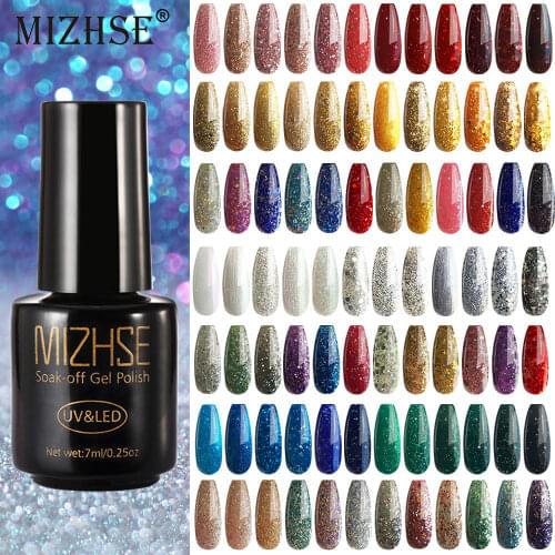 MIZHSE 1PC 7ML Gel Nail Polish Shiny Diamond Semi Permanent Esmaltes UV LED Gel Varnish Nail Polish For Nail Art Manicure