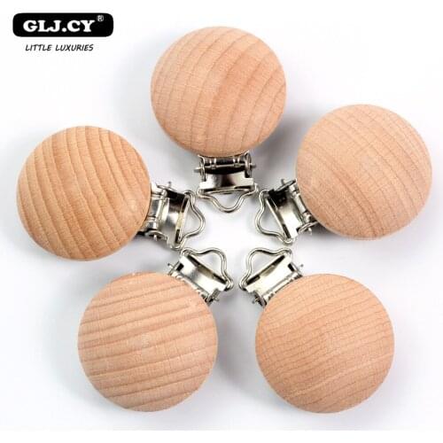 GLJ.CY beech clamp Wooden Pacifier chain Soother Accessories Of Diy Dummy Clip Chains Wooden Baby Teether 5pc Recommend
