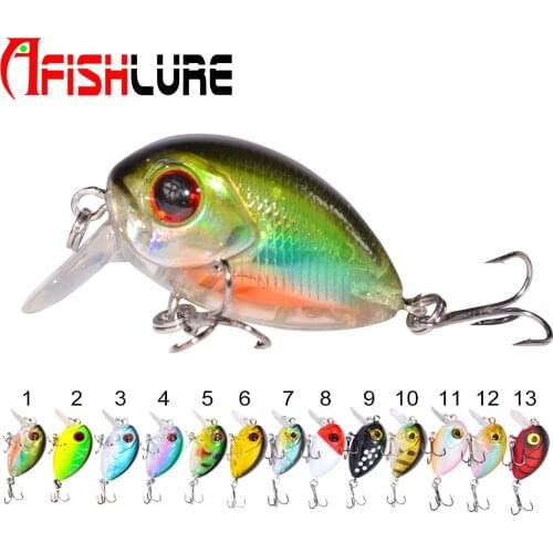 HL32 Mini Crank 36mm 4g Fishing Lure Hard Bait Fishing Tackle with Treble Hooks Multicolor Solid Fishing Lures