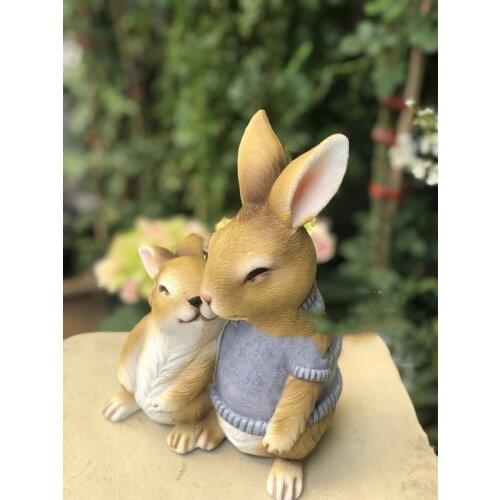 Outdoor Garden Decoration Resin Cute Bunny Figurines Crafts Home Garden Simulation Animal Statue Ornaments Courtyard Villa Decor
