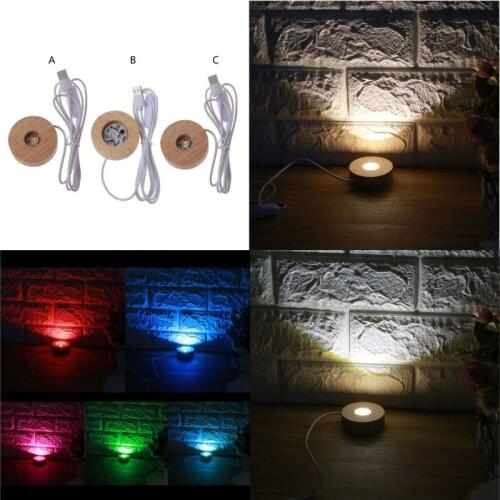 Round Wooden Night Base Resin Ornament Stand DIY Night Light Resin Art Crafts