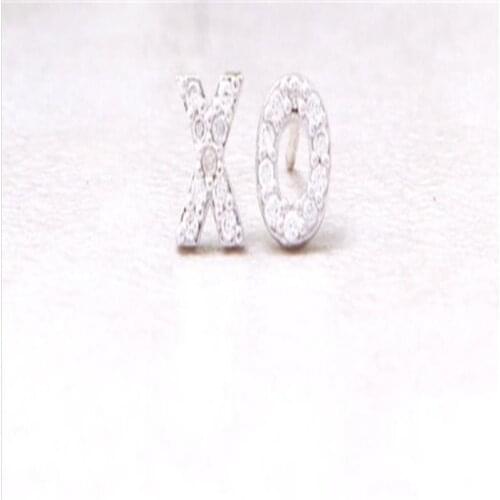 Trendy Classic "XO" Letters with Rhinestone Earrings Gold White Rose Three Color Optional