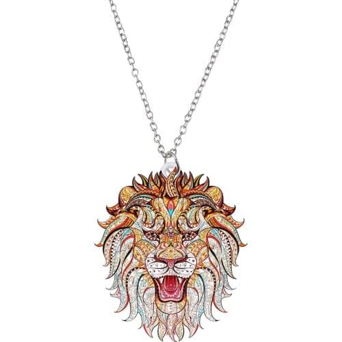 Fashion Jewelry LEO Acrylic Sweater Chain Pendant Necklace For Women