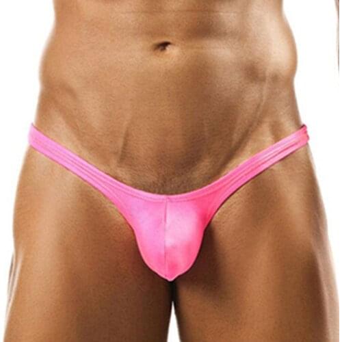 Mens Sexy U-Convex Solid Low-Waist Lingerie Thong Briefs Breathable Fashion Comfortable Underwear Underpants