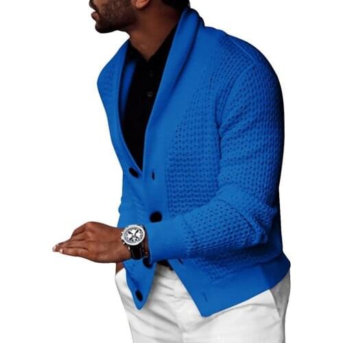 2020 new Autumn Men Solid Color Hollow Cardigan Buttons Coat Warm Knit Sweater Jumpers Men Long Solid Sweater Coat Knit Warm