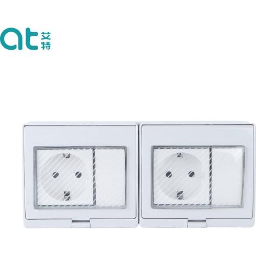 German standard Socket with switch 16A waterproof outdoor wall Electrical sockets with transparent waterproof cover