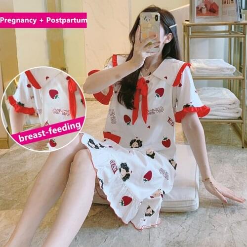 Sweet Summer Fashion Maternity Nursing Nightgown Breastfeeding Nightdress for Pregnant Women Pregnancy Nightwear Sleepwear