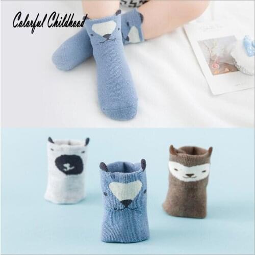 3Pairs Pack Winter Baby Socks cartoon fox/owl design Children short Socks toddler kids accessories 0 to 5t