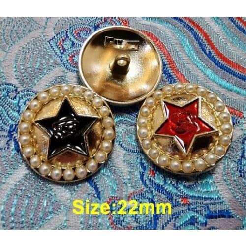 Wholesale 10 pieces pearl Metal Alloy Pentagram Clothing Overcoat Jacket Buttons Coat Sweater Button Size 22mm Free shipping