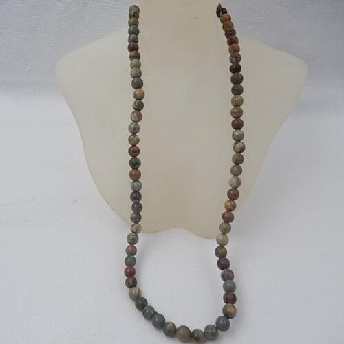 Natural Stone Round Shape Multi-Color Picasso Jaspe Necklace 1 Strand 4x4mm 18.36g length 41cm Fashion Beads Accessories