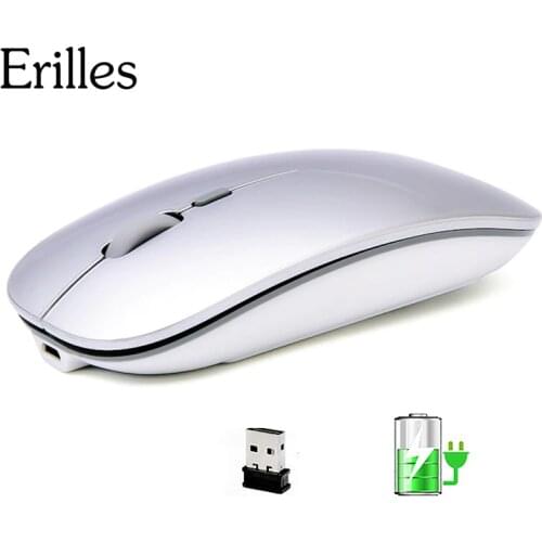 Rechargeable Optical Wireless Mouse Slient Button Ultra Thin Mini Optical Ultrathin USB 2.4G Mice for Computer Laptop Computer