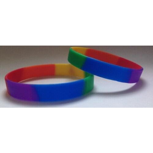 Six-color rainbow silicone bracelet Gay Pride Rainbow Colour Bracelet .Multi-color bracelet no logo 300PCS/LOTS Free shiping
