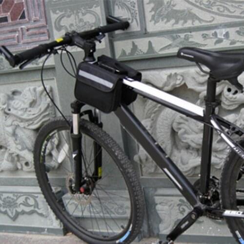 Bicycle Front Cross Beam Bag Durable Bike Top Tube Pouch Front Frame Bag With Reflective Strips For Cycling Bicycle Accessories