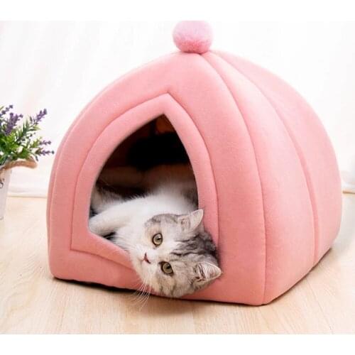 Warm Cozy Pet Bed Foldable Pet House For Dog&Cat Soft Kitten Sleeping Pet Nest Kennel Winter Cave for small medium Pet