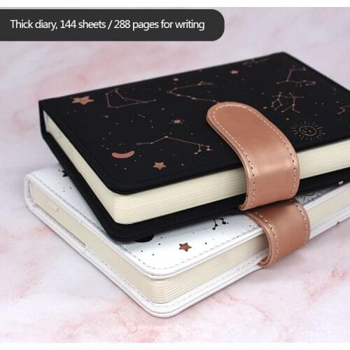 Notebook Agenda Planner Starry sky pattern A6 Diary Full year planner Undated Daily&Monthly plan Soft leather 288 Pages Journal