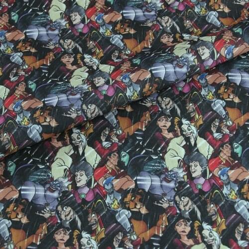 Disney Witch Bad characters Lion King 100% Cotton Fabric for Sewing Quilting Accessories DIY Cloth Sheet Pillowcase Patchwork