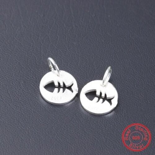 UQBing 100% 925 Sterling Silver Round Hollow Fish Animal Coin Charms For DIY Charm Bracelet Necklaces Jewelry Making
