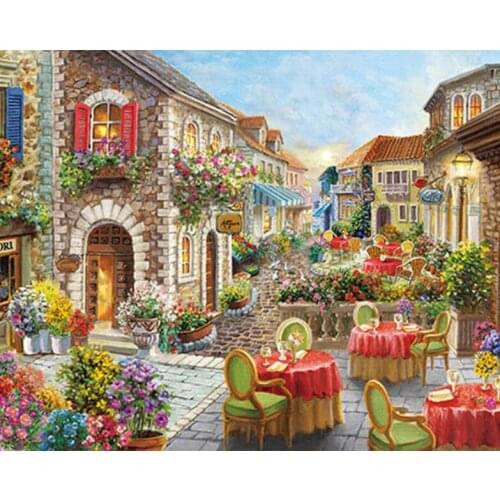 14CT CROSS STITCH 5D DIY Diamond Embroidery Scenery Restaurant Diamond Painting Cross Stitch Full Round Diamond embroider