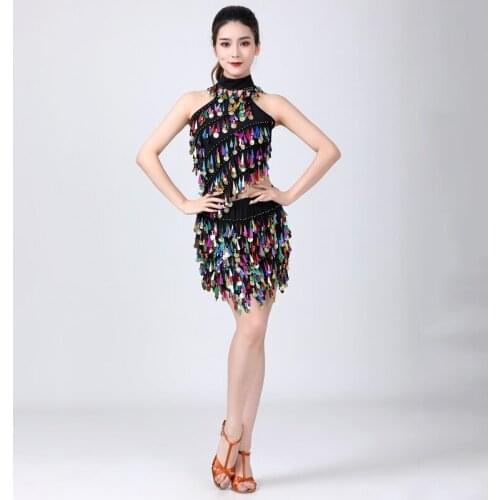 Adult Women Belly Dance Latin Sequin Top+Skirt Set Sexy Party Costume Latin Dance Stage Performance Set Bellydance Stage Costume