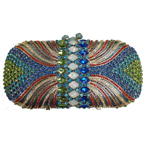 Green Hollow Out Women Diamond Evening Bags Metal Minaudiere Purses and Handbags Bridal Wedding Crystal Bag shoulder bag gift