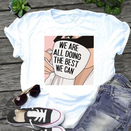 Women 90s Coffee Letters 2021 Summer Graphic Cartoon Print Mujer Camisetas Kawaii Female Clothes Tops Tees Tshirt T-Shirt