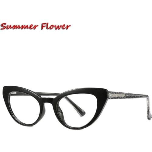 Cat Eye Women Prescription Glasses Transparent Frame Acetate Eyewear Optical Glasses for Recipe Lenses