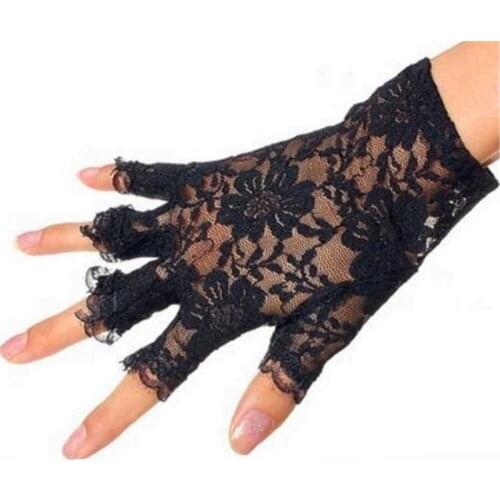 1 Pair Hot Girl Women Goth Party Sexy Dressy Lace Gloves Mittens Fingerless Style Thin Club Prom Party Dancing Dress Mesh Glove