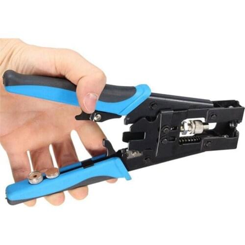 1Pc Durable Coax Compression Crimper Tool BNC/RCA/F Crimp Connector RG59/58/6 Cable Wire Cutter Adjustable Crimping Plier Tools