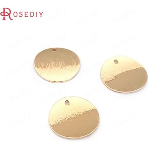 F430)10 pieces 15mm 18mm 24K Gold Color Brass Striped Arc Surface Round Disk Charms High Quality Jewelry Findings Accessories