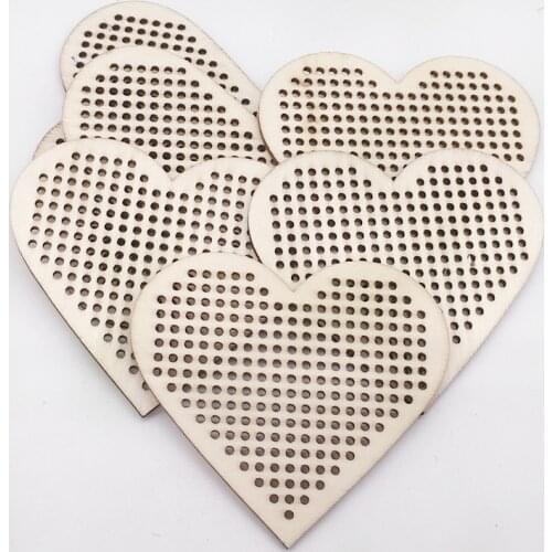 10pcs Lovely Heart Round Pattern Wooden Scrapbooking Painting Collection Craft Handmade DIY Accessory Home Decoration