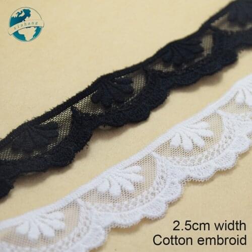 10yards 2.5cm Cotton embroid lace sewing ribbon guipure lace african lace fabric trim warp knitting DIY Garment Accessories#1770