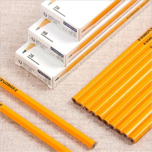 12pcs/lot Yellow Wooden Pencil Hexagonal 2H/HB/ 2B Standard Pencils Painting Pencils School Office Stationery Kids Supplies